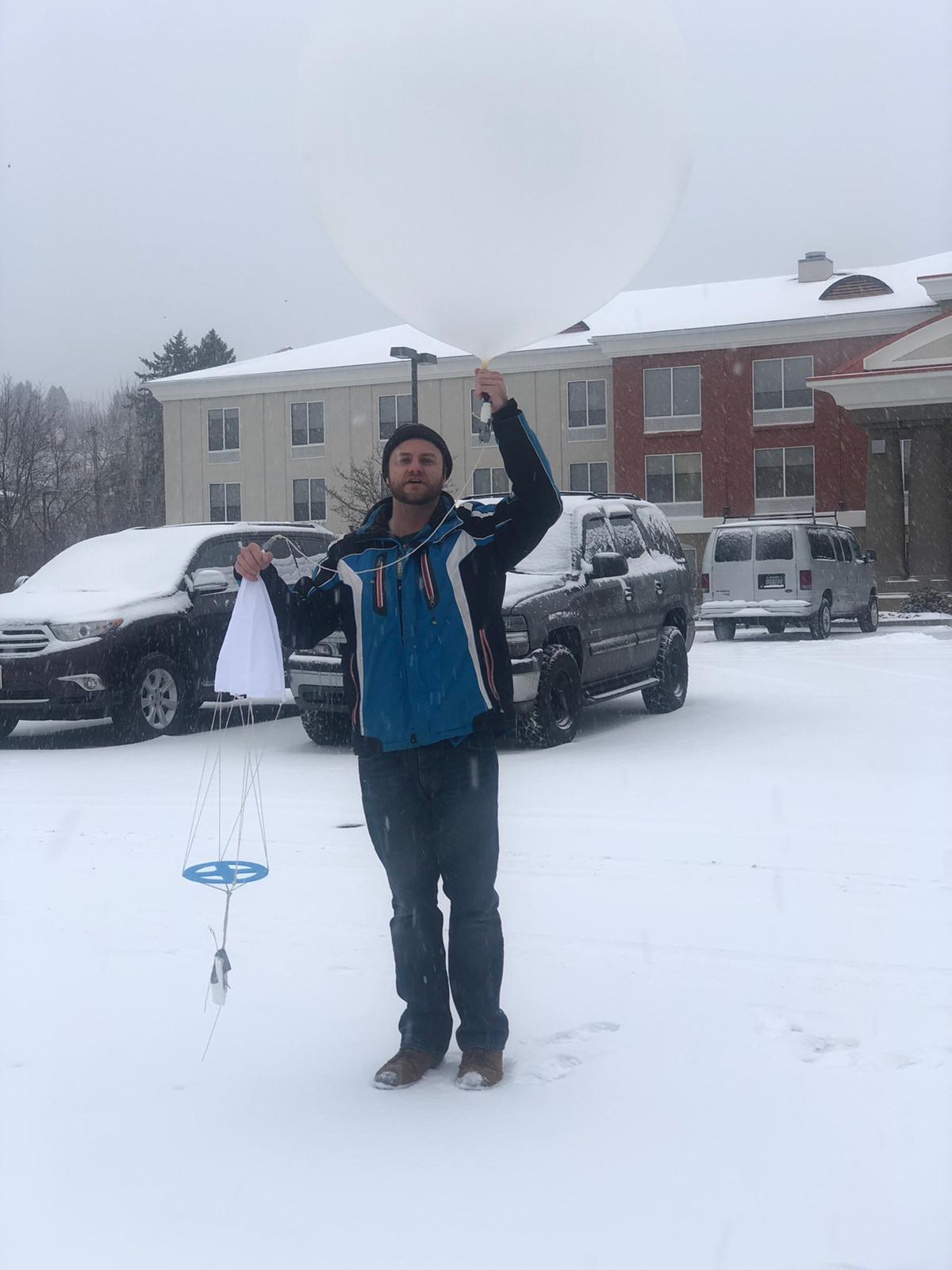 Andrew Janiszeski prepares to launch a sounding