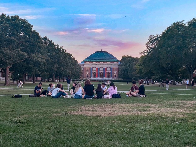 ISTORM members enjoy frozen yogurt and a beautiful sunset during Cocomero and Clouds in Fall 2025. 