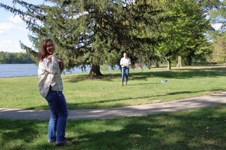 Students playing football