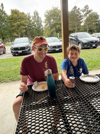 Enjoying the food!